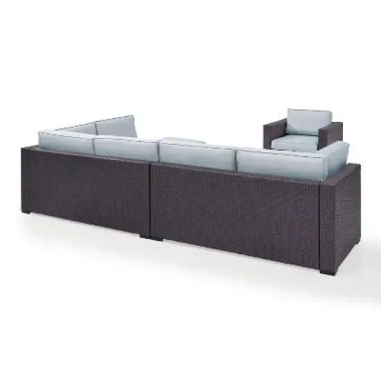 Biscayne 6pc Outdoor Wicker Sectional Set - Mist - Crosley image {6}