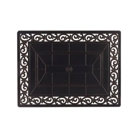 5pc Outdoor Dining Set with 48" Rectangle Fire Table & Deep Seating Swivel Rocking Chairs, Wind Blocker Lid & Covers - Oakland Living image {4}