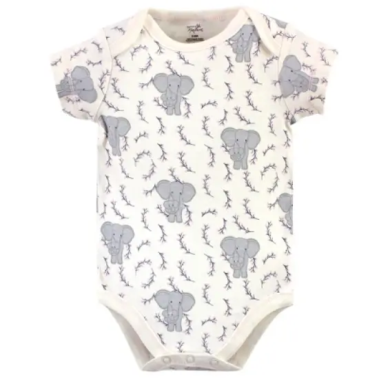 Touched by Nature Baby Girl Organic Cotton Bodysuits 5pk, Girl Elephant image {4}