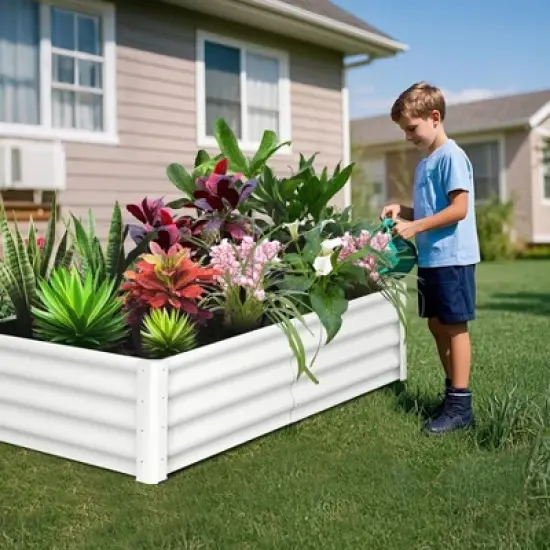 Garvee 2 Pack Raised Garden Bed, 6x3x1.5FT Galvanized Raised Bed, Outdoor Planter Beds with Safety Edge and Open Base for Vegetables Flowers image {6}