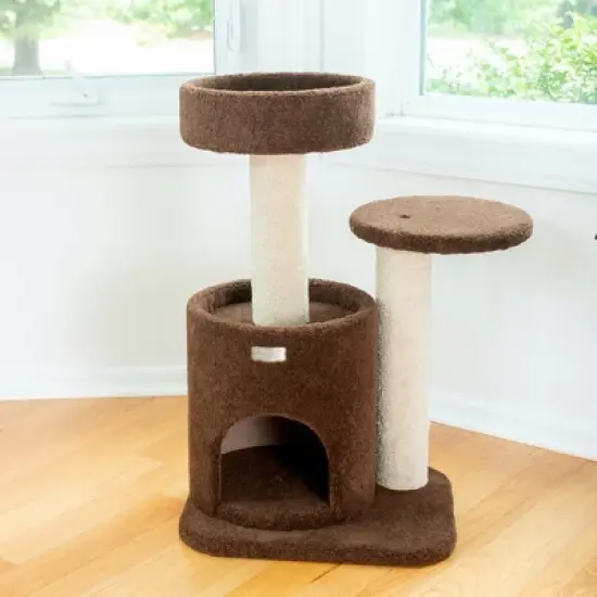 Armarkat F3005 Carpeted Real Wood Cat Tree Condo, Kitten Activity Tree, Brown image {2}