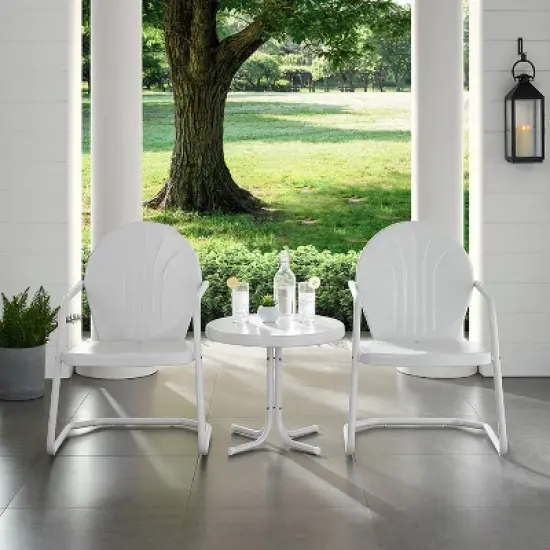 Griffith 3pc Outdoor Conversation Set - White - Crosley image {2}
