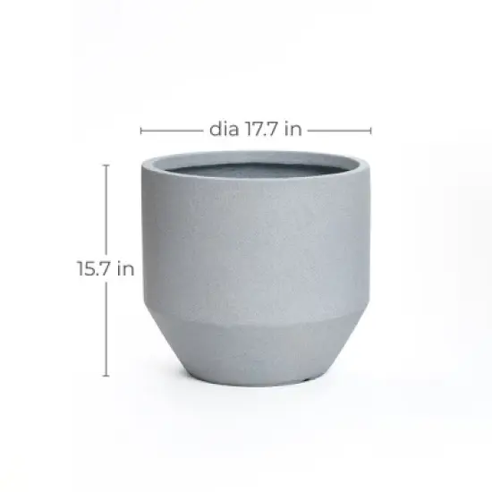 LuxenHome Minimalist Gray Outdoor Planter &ndash; Tapered Round MgO Pot with Plug image {7}