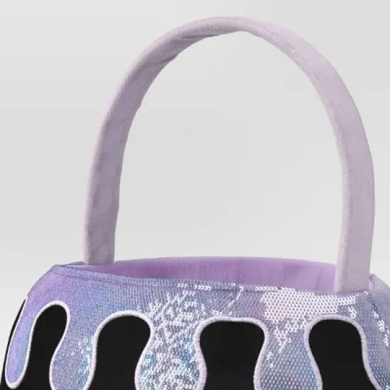Halloween Round Cauldron Polyester Trick or Treat Decorative Bling Basket Purple - Hyde and EEK! Boutique&trade; image {2}