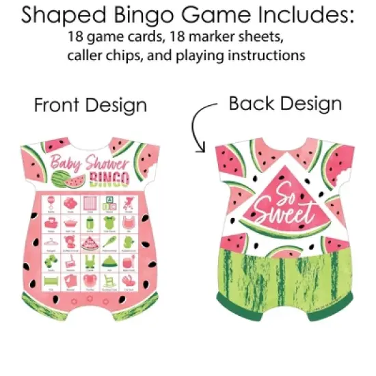 Big Dot of Happiness Sweet Watermelon - Picture Bingo Cards and Markers - Fruit Party Baby Shower Shaped Bingo Game - Set of 18 image {2}