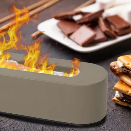 Aoodor Concrete Tabletop Fire Pit Portable Mini Small Tabletop Fireplace Rectangular Brown for Indoor & Outdoor - Bio Ethanol Fuel image {5}