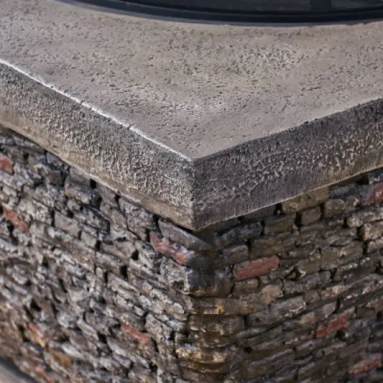 Mia Outdoor Wood Burning Lightweight Concrete Square Fire Pit - Gray - Christopher Knight Home image {5}