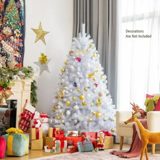 Costway 6ft White Iridescent Tinsel Artificial Christmas Tree w/ 792 Branch Tips image {1}