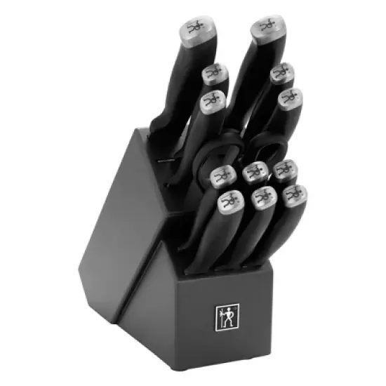 Henckels Silvercap 14 Piece Knife Set with Block, Chef Knife, Paring Knife, Utility Knife, Bread Knife, Steak Knife, Black, Stainless Steel image {2}