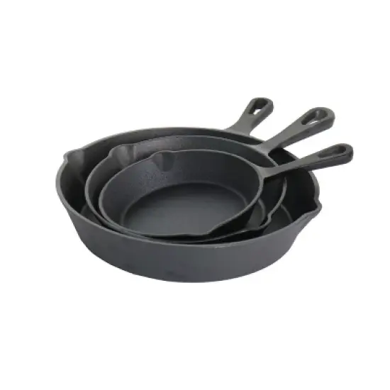 MegaChef Pre-Seasoned 3 Piece Cast Iron Skillet Set image {3}