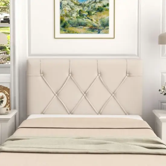 Tangkula Upholstered Headboard for Twin Size Bed w/ Fabric Upholstery Adjustable Height image {2}