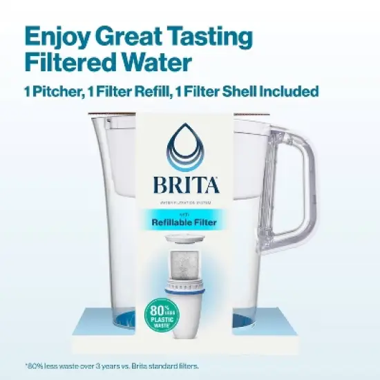 Brita 10-Cup Tahoe Water Pitcher Dispenser with Refillable Water Filter - White: Filters Chlorine image {5}