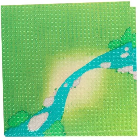 Big Bag of Bricks Large Grassy Field & River Pattern Building Plates 10"x10", 2 Pack image {1}