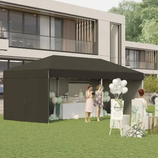 GustoWave 10'x20' Portable Pop-Up Canopy Tent with 4 Sidewalls for Outdoor Events, Camping image {3}