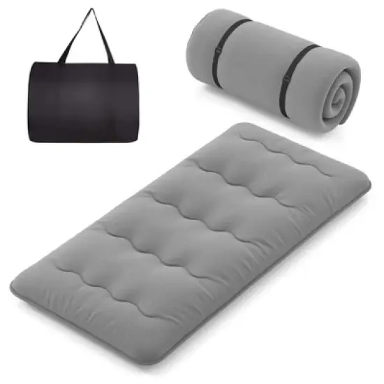Costway Twin/Full/Queen/King Futon Mattress Japanese Floor Pad Washable Cover Carry Bag Grey image {11}