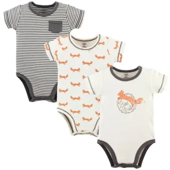 Touched by Nature Baby Boy Organic Cotton Bodysuits 3pk, Fox image {1}