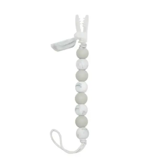 Loulou Lollipop Lolli Soother Holder in Silicone Clip - Marble Gray image {2}