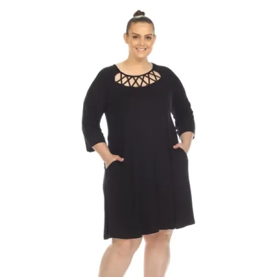 Plus Size Criss Cross Neckline Swing Dress image {5}