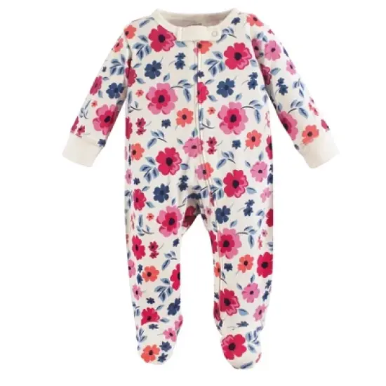 Touched by Nature Baby Girl Organic Cotton Zipper Sleep and Play 3pk, Garden Floral image {1}