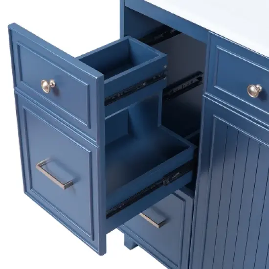 36" Modern Bathroom Vanity with Ceramic Sink, Soft Close Doors, Double-Layer Drawers & Adjustable Shelves - ModernLuxe image {11}