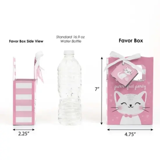 Big Dot of Happiness Purr-fect Kitty Cat - Kitten Meow Baby Shower or Birthday Party Favor Boxes - Set of 12 image {1}