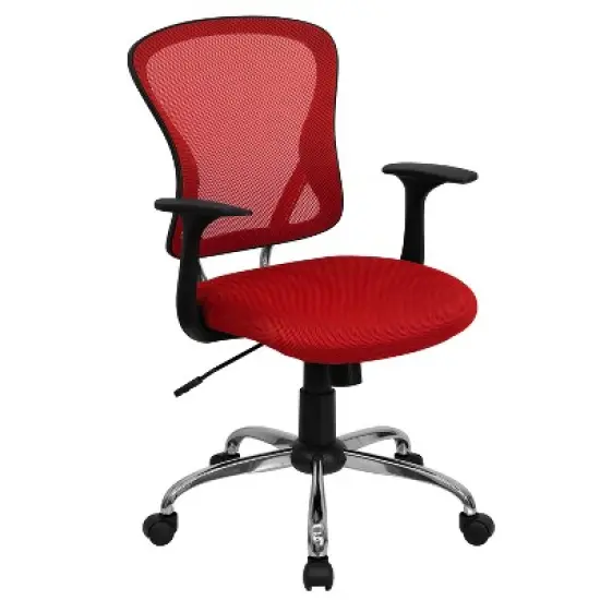 Emma and Oliver Mid-Back Mesh Swivel Task Office Chair with Chrome Base and Arms image {16}