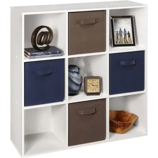 ClosetMaid 9 Cube Laminated Wood Stackable Open Bookcase Display Shelf Storage Organizer for Household, Living Rooms, and Studies, White image {3}