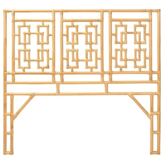 bali & pari Queen Size Galvan Rattan Standalone Headboard Light Honey image {3}