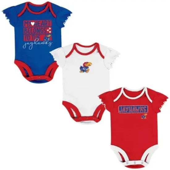 NCAA Kansas Jayhawks Infant Girls' 3pk Bodysuit Set image {4}