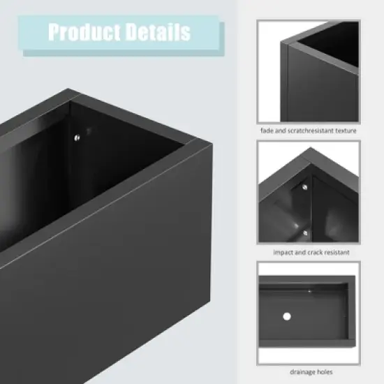 36*10*10 inch Large Metal Rectangular Planter with Drainage Holes for Indoor/Outdoor Use, Perfect for Tall Plants image {3}