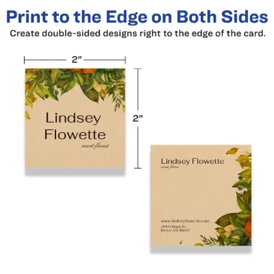 Avery Printable Square Business Cards with Sure Feed Technology, 2" x 2", Kraft Brown Cardstock, Print-to-the-Edge, Laser/Inkjet Cards, 120 Total image {5}