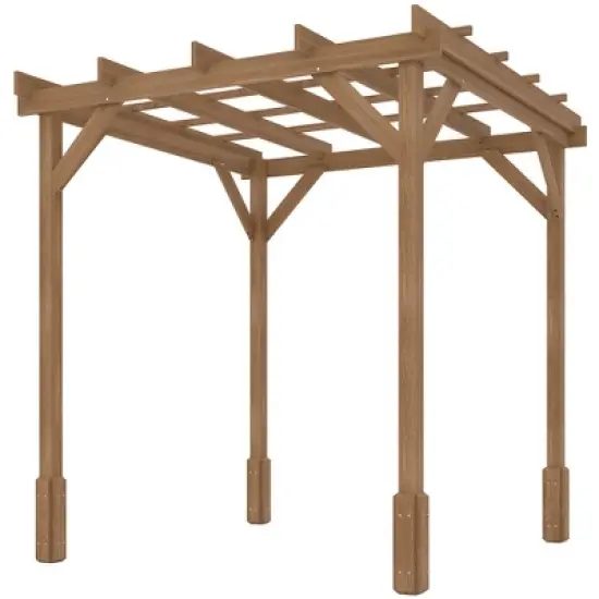 Outsunny Outdoor Pergola, Wood Gazebo Grape Trellis with Stable Structure, Dark Brown image {3}