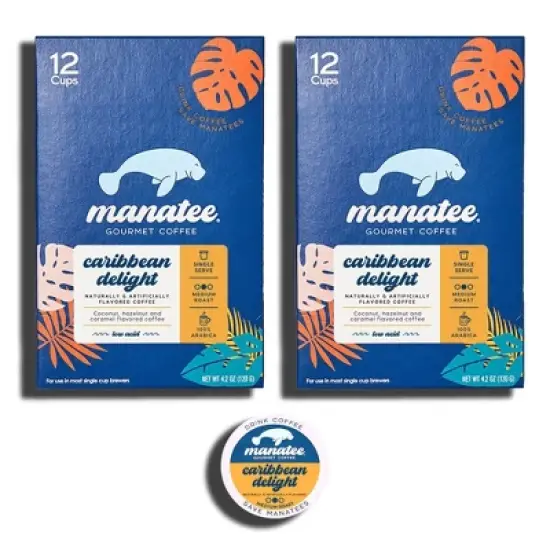 Manatee Gourmet Coffee Caribbean Delight Flavored Medium Roast Coffee Pods - 24ct image {1}