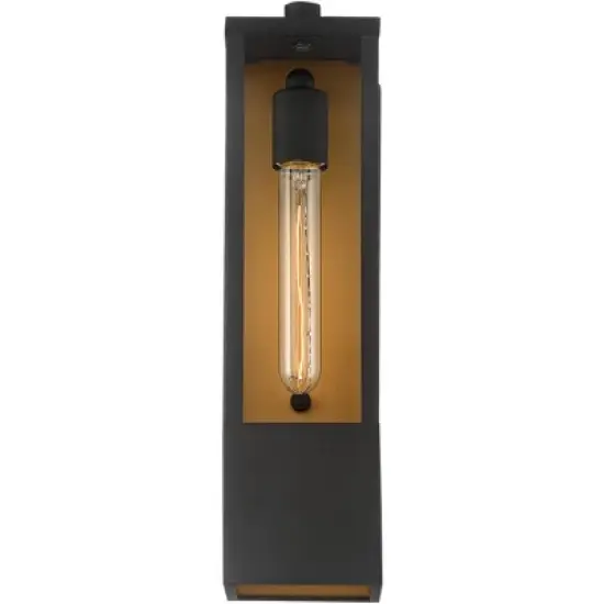 Possini Euro Design Berk Modern Outdoor Wall Light Fixture Textured Black 16" Clear Glass for Post Exterior Barn Deck House Porch Yard Posts Patio image {3}