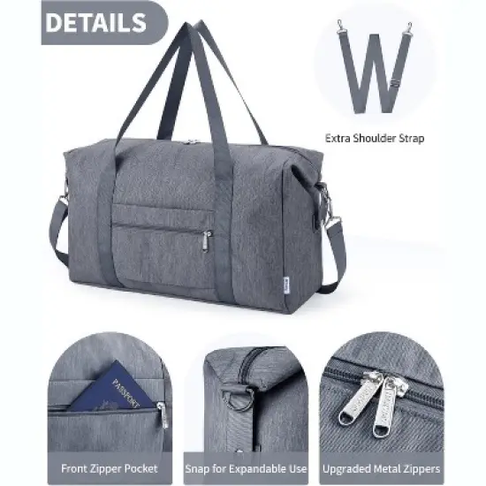 Narwey For Spirit Airlines Personal Item Bag 18x14x8 Foldable Duffle Bag for Travel Packable Duffel Bag for Traveling Carry on Bag image {5}