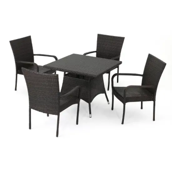 Wesley 5pc Wicker Patio Dining Set - Brown - Christopher Knight Home image {14}