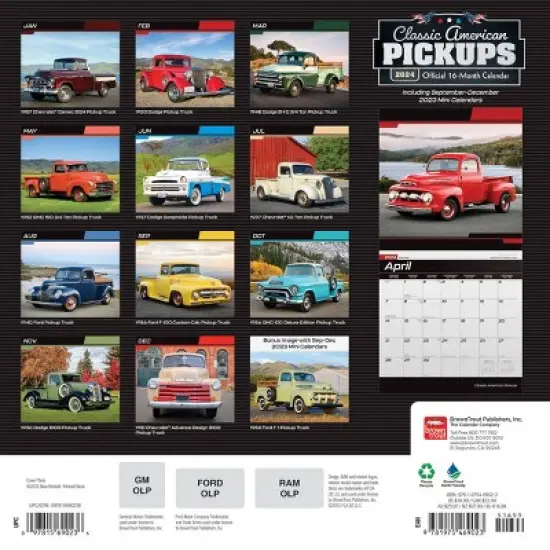 Browntrout 2024 Wall Calendar 12"x12" Classic American Pickups Foiled image {1}
