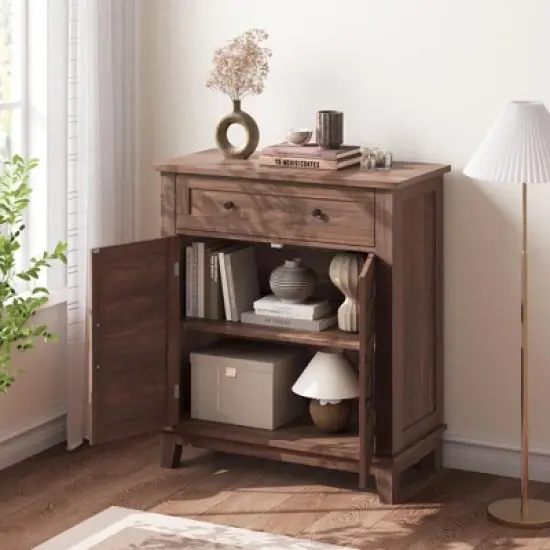 Farmhouse Sideboard Buffet Cabinet with 3-Tiers Adjustable Shelf, Kitchen Storage Cabinet, Bathroom, Entryway image {4}