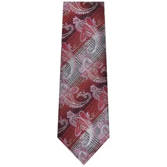 TheDapperTie Men's Burgundy, Black And White Paisley Necktie with Hanky image {1}