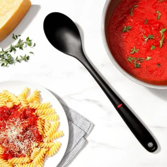 OXO 3pc Nylon Utensil Set Black: Kitchen Utensils with Soft-Grip Handle, Includes Pasta Spoon & Slotted Turner image {2}