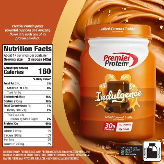 Premier Protein Indulgence 30g Protein Powder - Salted Caramel - 25.4oz image {1}
