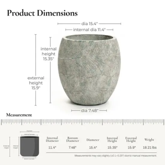 LuxenHome Round Cement Planter &ndash; Rustic Gray Pot with Drainage Hole & Plug for Indoor/Outdoor Plants image {2}