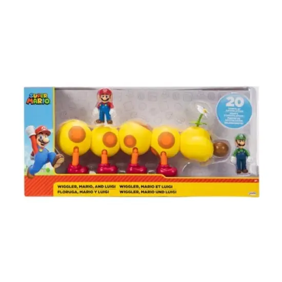 Nintendo Super Mario Wiggler, Mario, and Luigi Action Figure Set - 3pk image {1}