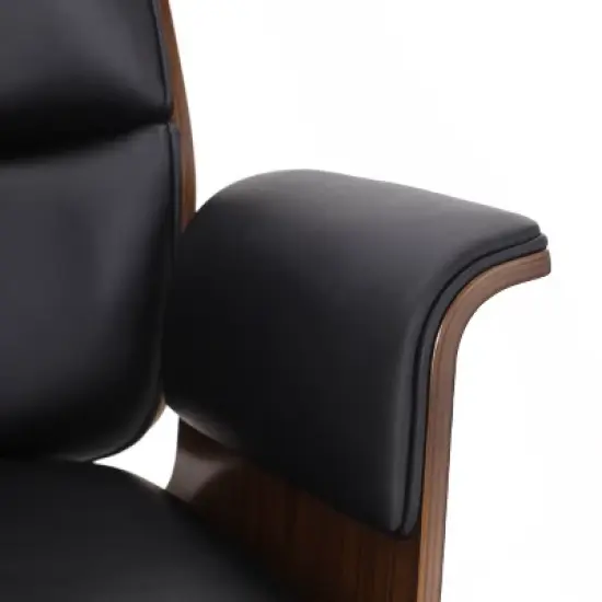 Cannonade Mid-Century Modern Swivel Office Chair Black/Walnut - Christopher Knight Home image {8}
