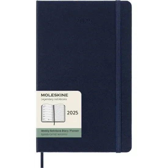 Moleskine 2025 Weekly/Monthly Planner 5.125"x8.25" Large Hardcover Blue: Pocket Calendar, Ribbon Marker, Elastic Closure image {7}