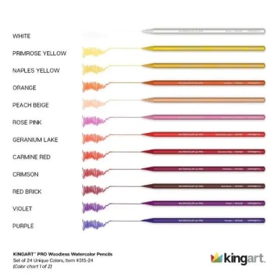 KINGART Woodless Watercolor Pencils 24 Colors image {11}