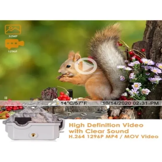 BlazeVideo 32MP 1296P Bluetooth Waterproof WiFi Trail Photo/Video Camera, Night Vision, Time Lapse, Motion Activated for Hunting, Home Security image {4}