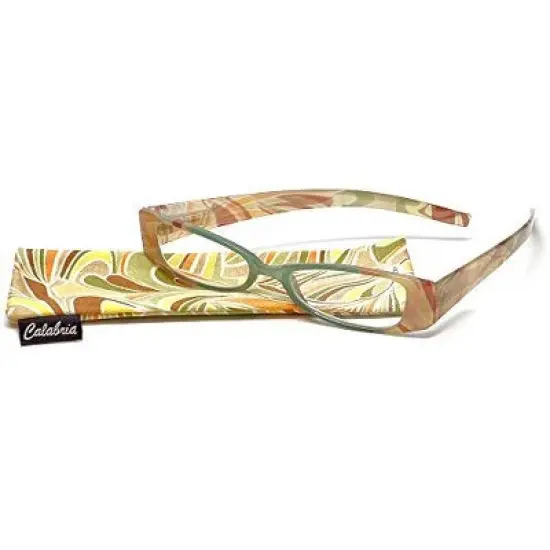 Calabria 745 Hawaiian Print Reading Glasses with Matching Case in Yellow +1.50 image {1}