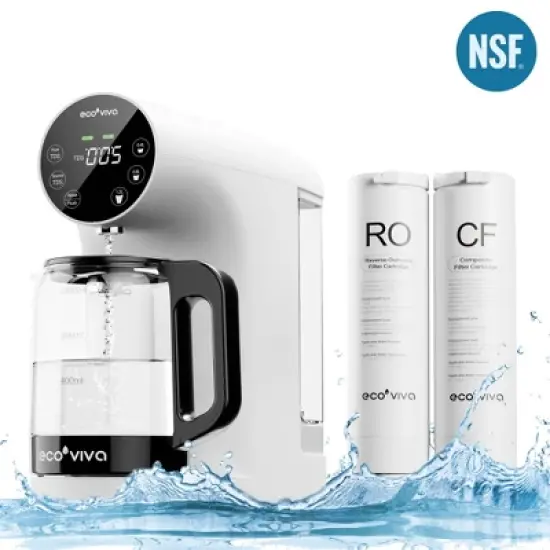 Ecoviva 200G Countertop Reverse Osmosis Water Filtration System with 5 Stage Filtration 3:1 Pure to Drain, TDS Monitor, Faster Delivery Flow image {12}