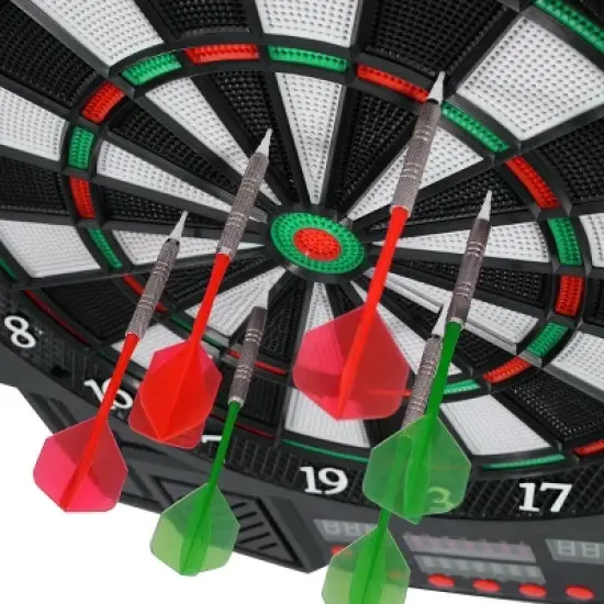 Costway Professional Electronic Dartboard Cabinet Set w/ 12 Darts Game Room LED Display image {5}